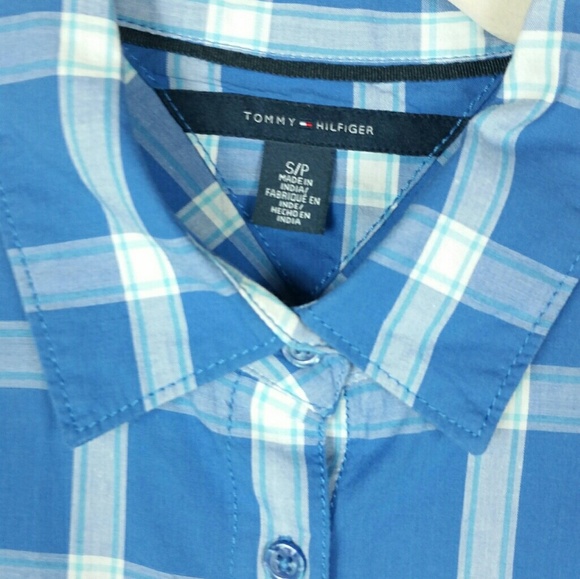 Tommy Hilfiger blue plaid top - Picture 5 of 6